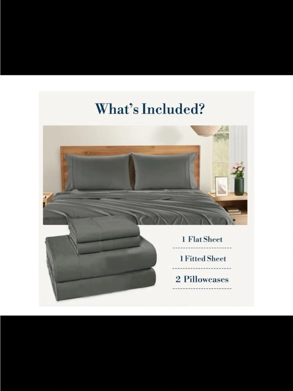 100% Cotton 4-Piece Twin XL Sheet Set in Gray